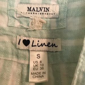 Linen, green and white striped dress